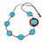 Light Blue/ Brown Coin Wood Bead Cotton Cord Necklace - 84cm Long - Adjustable