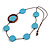 Light Blue/ Brown Coin Wood Bead Cotton Cord Necklace - 84cm Long - Adjustable - view 4