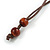 Light Blue/ Brown Coin Wood Bead Cotton Cord Necklace - 84cm Long - Adjustable - view 7