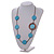 Light Blue/ Brown Coin Wood Bead Cotton Cord Necklace - 84cm Long - Adjustable - view 3