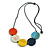 Multicoloured Coin Shape Wood Bead Black Cotton Cord Necklace/Adjustable/88cm Max L - view 9