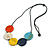 Multicoloured Coin Shape Wood Bead Black Cotton Cord Necklace/Adjustable/88cm Max L - view 6