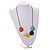 Multicoloured Coin Shape Wood Bead Black Cotton Cord Necklace/Adjustable/88cm Max L - view 3