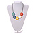 Multicoloured Coin Shape Wood Bead Black Cotton Cord Necklace/Adjustable/88cm Max L - view 4