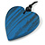 Blue Wood Grain Heart Pendant with Black Cotton Cord - 100cm Long Max/ Adjustable - view 4