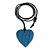 Blue Wood Grain Heart Pendant with Black Cotton Cord - 100cm Long Max/ Adjustable - view 2
