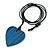 Blue Wood Grain Heart Pendant with Black Cotton Cord - 100cm Long Max/ Adjustable - view 5