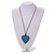 Blue Wood Grain Heart Pendant with Black Cotton Cord - 100cm Long Max/ Adjustable - view 3
