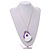 White/Purple Wood Double Heart Pendant with White Leather Cord/ 80cm L/ Adjustable - view 3