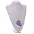 White/Purple Wood Double Heart Pendant with White Leather Cord/ 80cm L/ Adjustable - view 4