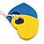 Yellow/Blue Wood Double Heart Pendant with White Leather Cord/ 80cm L/ Adjustable - view 6