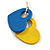 Yellow/Blue Wood Double Heart Pendant with White Leather Cord/ 80cm L/ Adjustable - view 7