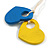 Yellow/Blue Wood Double Heart Pendant with White Leather Cord/ 80cm L/ Adjustable - view 9