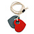 Grey/Red Wood Double Heart Pendant with White Leather Cord/ 80cm L/ Adjustable - view 2