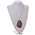 Grey/Red Wood Double Heart Pendant with White Leather Cord/ 80cm L/ Adjustable - view 4