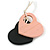 Black/Pastel Pink Wood Double Heart Pendant with White Leather Cord/ 80cm L/ Adjustable - view 8