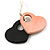 Black/Pastel Pink Wood Double Heart Pendant with White Leather Cord/ 80cm L/ Adjustable - view 6
