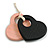 Black/Pastel Pink Wood Double Heart Pendant with White Leather Cord/ 80cm L/ Adjustable - view 7