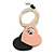 Black/Pastel Pink Wood Double Heart Pendant with White Leather Cord/ 80cm L/ Adjustable - view 10
