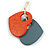 Grey/Orange Wood Double Heart Pendant with White Leather Cord/ 80cm L/ Adjustable - view 9