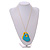 Yellow/Turquoise Wood Double Heart Pendant with White Leather Cord/ 80cm L/ Adjustable - view 2