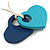 Dark Blue/Turquoise Wood Double Heart Pendant with White Leather Cord/ 80cm L/ Adjustable - view 7