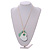 White/Mint Wood Double Heart Pendant with White Leather Cord/ 80cm L/ Adjustable - view 4