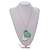 White/Mint Wood Double Heart Pendant with White Leather Cord/ 80cm L/ Adjustable - view 3