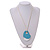 White/Pastel Blue Wood Double Heart Pendant with White Leather Cord/ 80cm L/ Adjustable - view 4