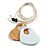 White/Natural Wood Double Heart Pendant with White Leather Cord/ 80cm L/ Adjustable - view 2