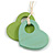 Mint/Lime Wood Double Heart Pendant with White Leather Cord/ 80cm L/ Adjustable - view 1