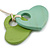 Mint/Lime Wood Double Heart Pendant with White Leather Cord/ 80cm L/ Adjustable - view 9