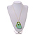 Mint/Lime Wood Double Heart Pendant with White Leather Cord/ 80cm L/ Adjustable - view 2
