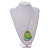 Mint/Lime Wood Double Heart Pendant with White Leather Cord/ 80cm L/ Adjustable - view 3