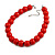 20mm D/Chunky Red Polished Wood Bead Necklace in Silver Tone - 44cm L/10cm Ext - view 5