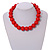 20mm D/Chunky Red Polished Wood Bead Necklace in Silver Tone - 44cm L/10cm Ext - view 3