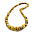 Chunky Graduated Wood Glossy Beaded Necklace in Shades of Yellow/Purple/White - 66cm Long