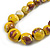 Chunky Graduated Wood Glossy Beaded Necklace in Shades of Yellow/Purple/White - 66cm Long - view 4