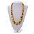 Chunky Graduated Wood Glossy Beaded Necklace in Shades of Yellow/Purple/White - 66cm Long - view 2