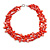 3 Row Red Shell And Glass Bead Necklace - 54cm L