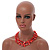 3 Row Red Shell And Glass Bead Necklace - 54cm L - view 3