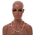Pastel Pink Coin Shell and Crystal Glass Bead Necklace with Silver Tone Closure - 60cm L/ 6cm Ext - view 3
