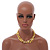 Two Row Layered Yellow Shell Nugget and Transparent Glass Crystal Bead Necklace - 48cm L - view 3