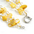 Two Row Layered Yellow Shell Nugget and Transparent Glass Crystal Bead Necklace - 48cm L - view 6
