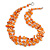 3 Row Orange Shell And Glass Bead Necklace - 56cm L - view 2