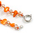 3 Row Orange Shell And Glass Bead Necklace - 56cm L - view 5