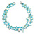 Two Row Layered Mint Blue Shell Nugget and Light Blue Glass Crystal Bead Necklace - 48cm Long