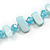 Two Row Layered Mint Blue Shell Nugget and Light Blue Glass Crystal Bead Necklace - 48cm Long - view 4
