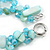 Two Row Layered Mint Blue Shell Nugget and Light Blue Glass Crystal Bead Necklace - 48cm Long - view 5