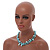 Two Row Layered Mint Blue Shell Nugget and Light Blue Glass Crystal Bead Necklace - 48cm Long - view 3